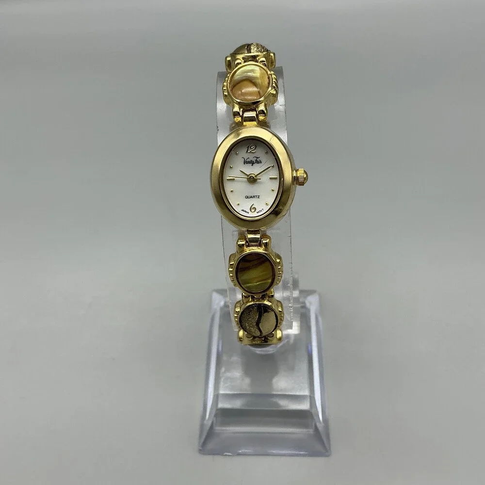 Vintage Vanity Fair Womens Watch 16mm Abalone Scarab Band New Battery 7.25